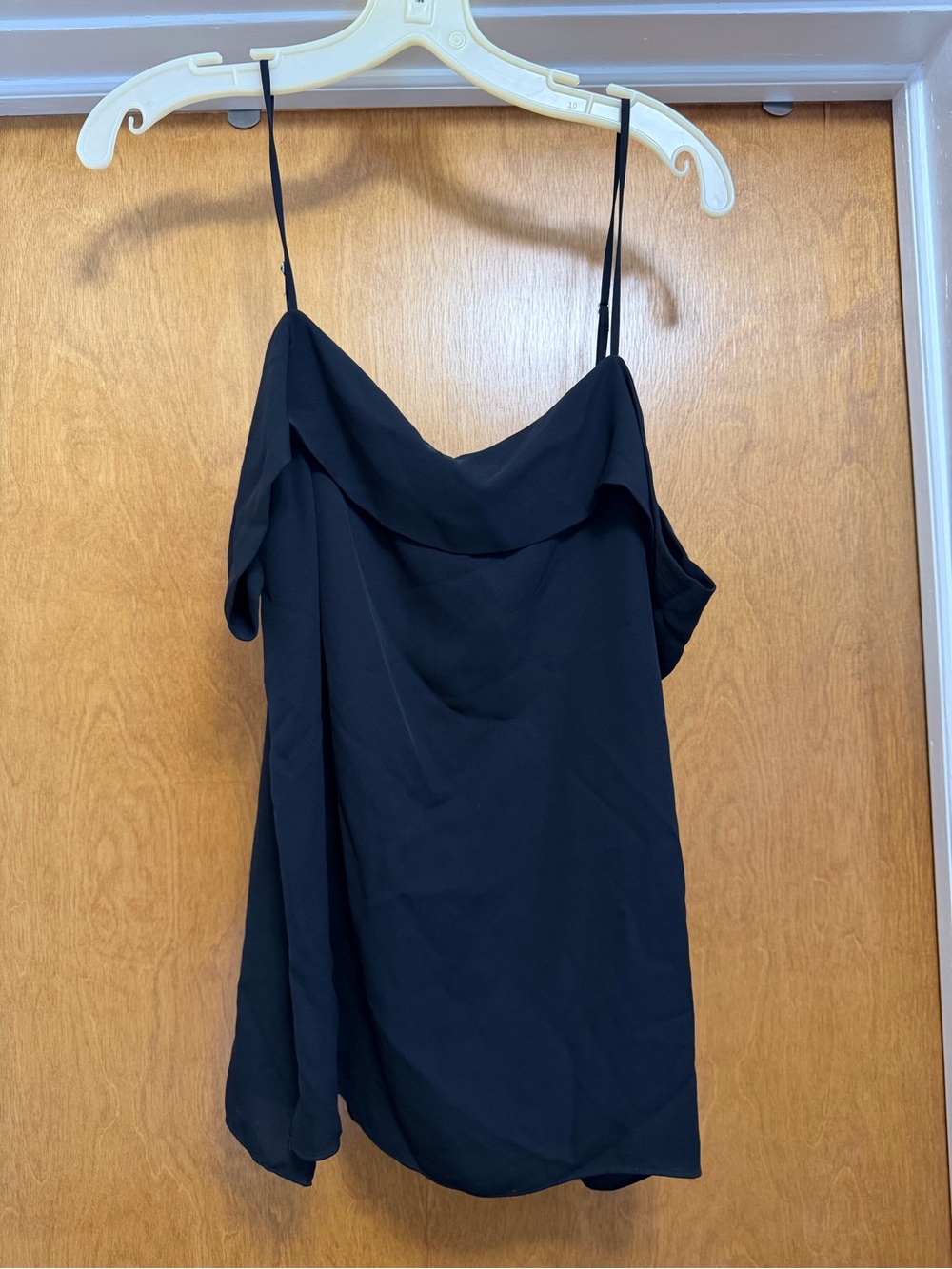 Theory Black Off-Shoulder Spaghetti Strap Camisole